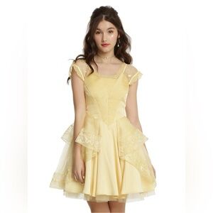 strapless open back dress Princess Belle Classic Basque Style Beauty and Beast Cosplay Costume Without Boning / Traditional Lace Tie main image 1